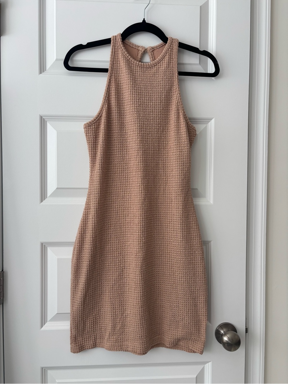 SHEIN Beige Textured Knit Mini Dress L